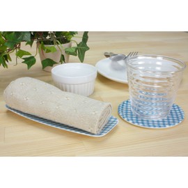 Tatsu Craft Coaster, Checked, Blue, Dishwasher Safe, Stylish, Cute, Plastic, Western-style Kitchen, Tabletop, Interior, Checker, Lattice, Dishwasher, Cold Tea, For Visitors, Summer, Glass, Summer,