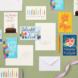 Faithful Finds 48 Pack Bible Verse Birthday Cards for Christian Religions with Envelopes (4 x 6 In)