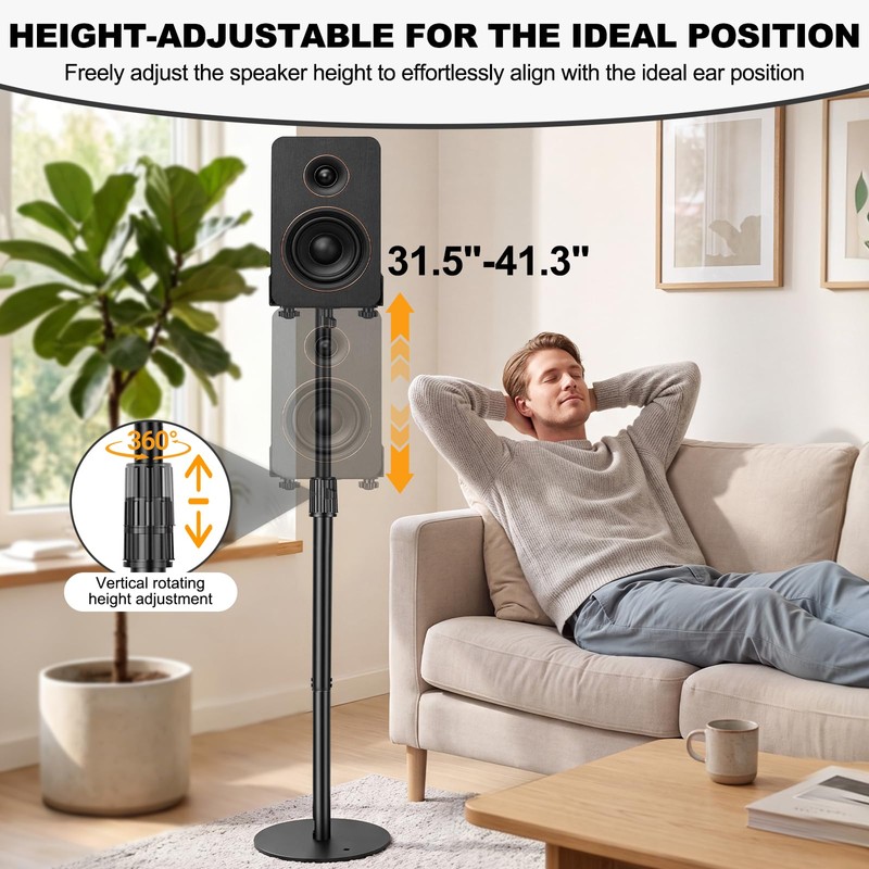 IBVIVIC Universal Speaker Stands Pair 31.5" - 41.3" Height Adjustable