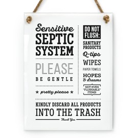 6x8 Inch Septic System Please Be Gentle Designer Bathroom Sign ~ Ready to Hang ~ Premium Finish, Durable