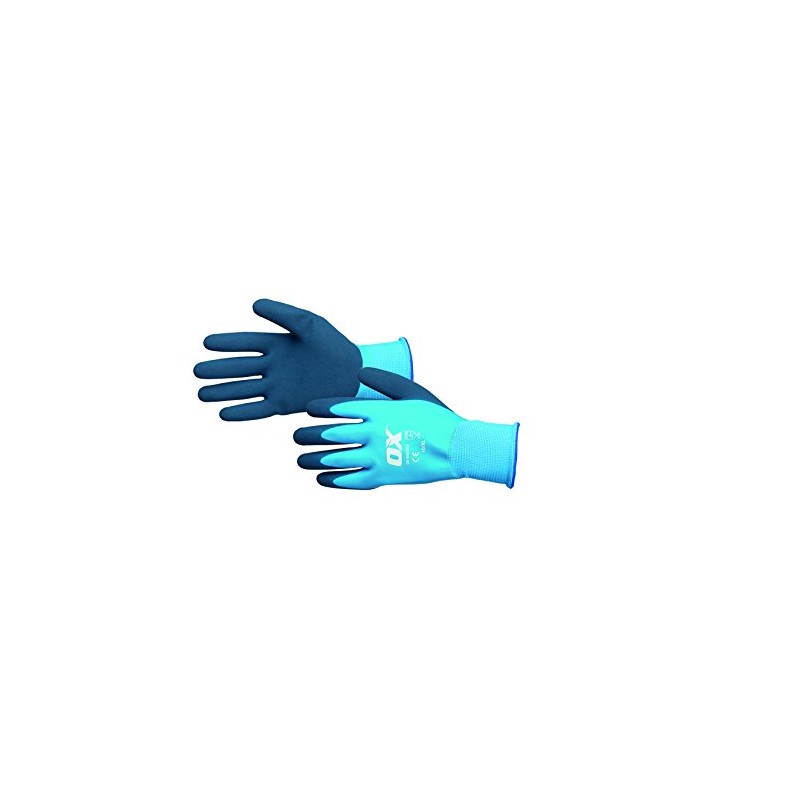 OX Waterproof Latex Gloves Size 9 / Large, Blue