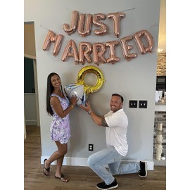 JeVenis Just Married Balloons Just Married Banner Bridal Shower Party Balloons Bridal Shower Party Decoration Wedding Party Decoration