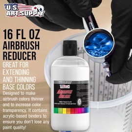 U.S. Art Supply 16-Ounce Airbrush Thinner Reducer and Extender Base for Acrylic Paints - Airbrush Paint Thinner, Reduces Viscosity, Improves Flow, Thins Acrylic Pouring Paint