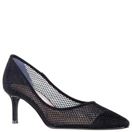 NINA Niley - Women's Gunmetal Mesh Low-Heel Classic Fashion Dressy Pump Shoes -Black M050