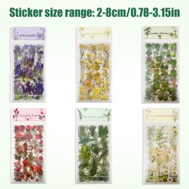 610 Piece Flower Scrapbooking Sticker Set, Plant Decorative Stickers Vintage, PVC Decoration Stickers with Natural Plants and Flowers for DIY, Planners, Bullet Journals, Photo Album