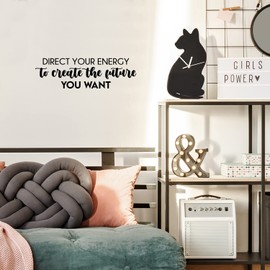 Vinyl Wall Art Decal - Direct Your Energy to Create The Future You Want - 7.5" x 25" - Trendy Motivating Positive Quote Sticker for Home School Office Coffee Shop Decor (Black)