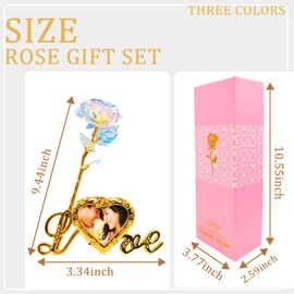 ONEPEACE 24K Gold Rose Birthday Gifts for Women with Love Picture Frame Stand, Artificial Rose Flowers for Mom from Daughter Son, Valentines Gifts for Her Mom, Wife, Grandma (Purple)