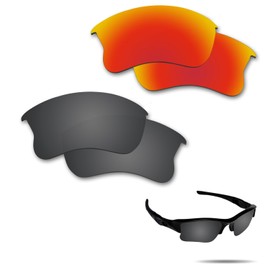 Fiskr Polarized Lenses Replacement for Oakley Flak Jacket XLJ(OO9009) Sunglasses with Impact Resistance, UV Rays Protection and Multifunctional Protection(Stealth Black & Fire Red)
