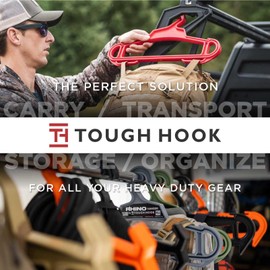 Rhino Tough Hook Heavy Duty Clothes Hangers, Military Grade Coat Hanger for Body Armor & Jacket, 200-lb Capacity Suit Hangers for Heavy Apparel, USA Made, Orange 1-Pack