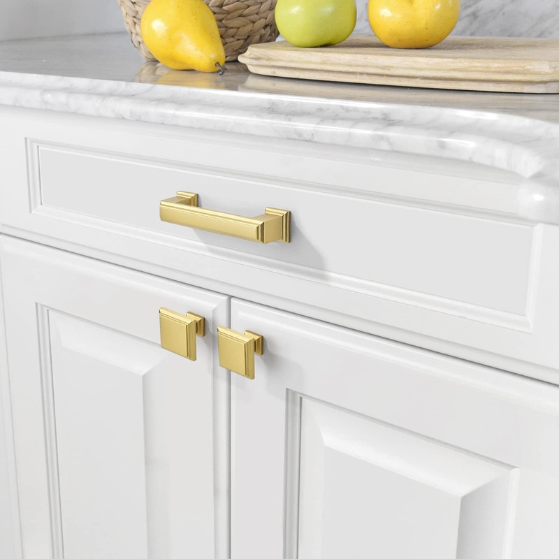 Amerdeco 10 Pack Brushed Gold Cabinet Pulls 3 Inch Hole