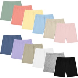 Boyiee 12 Pack Girls Shorts Toddler Bike Shorts Dance Gymnastics Yoga Shorts Safety Active Under Dress Shorts (Soft Color, 6-7 Years)