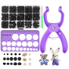 GEOCCI Safety Eye Tool Auxiliary Tool for Attaching Safety Eyes for Crocheting with 566PCS Safety Eyes and Noses for Amigurumi and Safety Eye 10-30mm Sizer Tool（Purple）