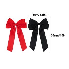 4 Pack Hair Bows Hair Clips Satin Bows for Hair, Black Bow Hair Clips Hair Accessories for Girls and Women(Black, Red)