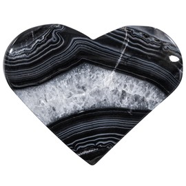 SUNYIK Carved Heart Stripe Black Agate Worry Stone Polished Pocket Palm Stone Home Office Decor for Meditation Relax Anxiety
