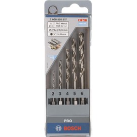 Bosch 5x PRO Metal HSS-G Hex Spiralbohrer-Set (für Nichteisenmetalle, Stahl, Ø 2,0, 3,0, 4,0, 5,0, 6,0 mm, Professional Zubehör Bohrmaschine/Schrauber)