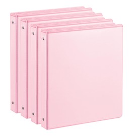 1'' 3-Ring-Binder with Pockets, 200 Sheets Capacity, 1 inch Binders fits 11" x 8.5" US Letter Size, Assorted 4 Pastel Colors - Ideal for School, Office, and Home Use (1'' - Pink)