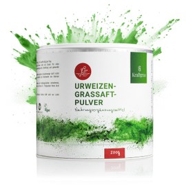 KRAFTGRAS Organic Wheat Grass Juice Powder [200g] - Natural Wheatgrass Juice Powder Made of Green Wheatgrass [Vegan & Gluten Free] for Juice, Smoothie & More - Completely Natural & No Additives