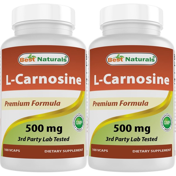 Best Naturals L-Carnosine 500 mg 100 Vcaps (100 Count (Pack of 2))