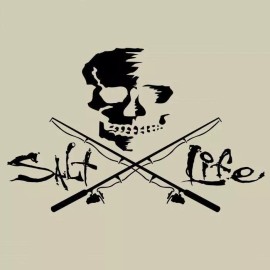 Salt Life Decal - 6.5" Small Surface Mount Sticker - Skull & Rods - Black SAD934