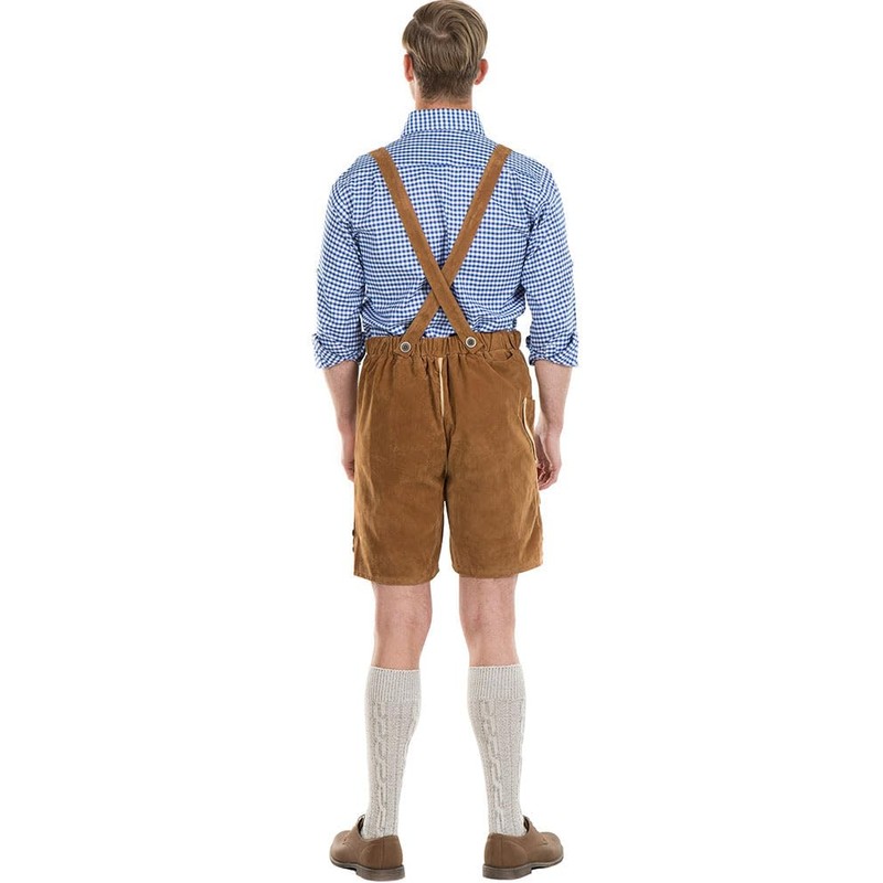 Oskar Deluxe Tan Lederhosen Mens Costume Large