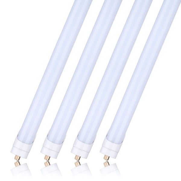 JOMITOP 8ft T8 LED Tube Light 5000K for Garage Daylight White 45W (Replace 100 Watt Fluorescent Tubes) Double-Ended Power, Frosted Cover, Single Pin FA8 Base Pack of 4