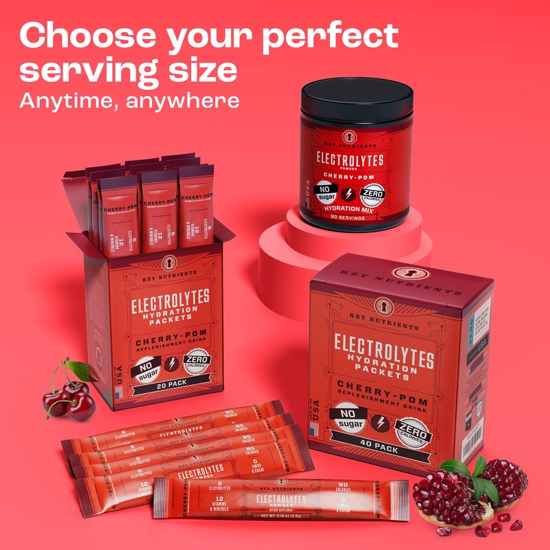 KEY NUTRIENTS Electrolytes Powder Packets 20 Pack - No Sugar,