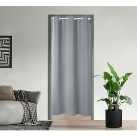 PI Blackout Door Curtains,Thermal Insulated Room Darkening PRICACY Doorway Curtain Window Treatment,Room Divider Curtain Closet Curtain for Front Door/Sliding Door/Closet/Patio(Light Grey, W34XL80)