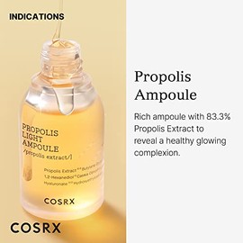 COSRX - Ampolla ligera de propóleo al 73% para pieles sensibles, líneas finas, 1.01 onzas líquidas | Glow Boosting Hydrating Essence, Uneven Skin Tone, Texture Care, Honey Nourishment, Korean Skin Care