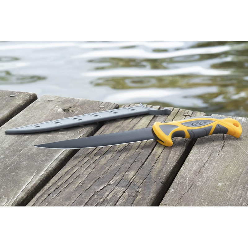 Smith's Fixed 7.0 in Fillet Knife Saltwater, Yellow, one Size
