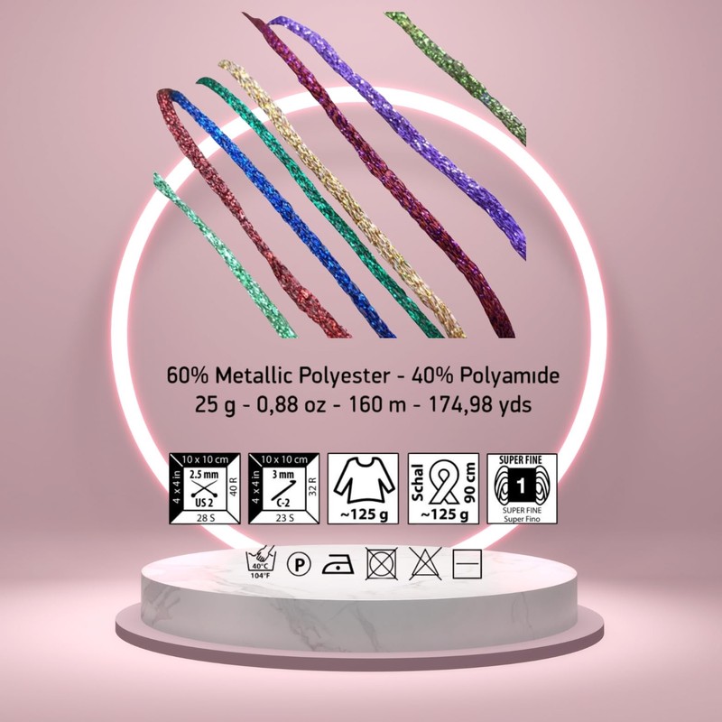 Pack 2 Art of Yarn Twinkle Metallic Glitter Yarn Sparkle