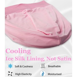 Sleep Cap Bonnet for Sleeping Black Women, Adjustable Cooling Ice Silk Lined Bonnet for Curly Braids Hair Cover Beanie Hat