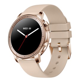 MONOMAM CHIC Smart Watch, Women's, Small, Compatible with iPhones, Android Compatible, AMOLED, Constant Display, Round, Belt Width 0.8 inches (20 mm), Men's, Activity Tracker, Line Notifications (Rose