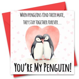 Penguin Valentine's Day Card for Him or Her - Youre My Penquin Valentine Valentines Card for Girlfriend Boyfriend Husband or Wife Valentine's Day Card for Fiance Fiancee Romantic Valentine's Day Card