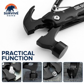 Survive Hero Multitool - Cool Gifts for Dad, Men & Camping Enthusiasts - Hammer, Gadget Stuff