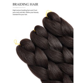 YAMEL Braiding Hair Extension, Kanekalon Braiding Hair for Braiding Crochet Twist Box Braids Hair 24 Inch 3 Piece Natural Brown Jumbo Braiding Hair