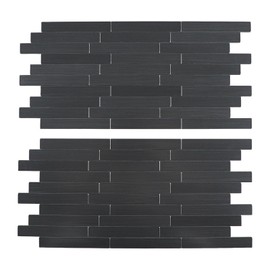 12 Sheets Black Peel and Stick Backsplash, Brushed Metal Subway Linear Tile for Kitchen Fireplace
