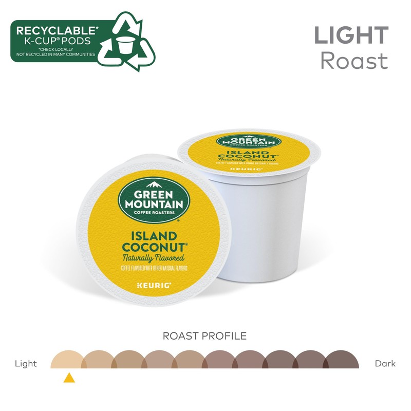 Green Mountain Coffee Roasters Island Coconut Keurig Single-Serve K-Cup Pods,