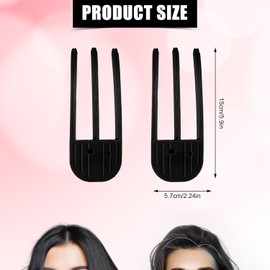 Hair Root Lifting Comb Set,2 Piece 3-Tooth Volumizing Clips,Wind Shaping Styling Combs,No-Trace hair Root Lifting Clips,Hair Root Fluffy Clip Teeth High Skull Volumizer Comb,Black