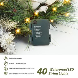 30 Inch Christmas Wreath, Pre-Lit Artificial Christmas Wreaths for Front Door Decorated with Silver White Bow & Xmas Balls, 30 LED Lights for Indoor Outdoor Christmas Decorations