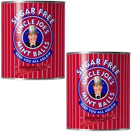 Uncle Joe’s Sugar Free Mint Balls 4.23 Oz Tin (Pack of 2) | Vegan British Hard Candy with Peppermint Oil | Individually Wrapped Mints | After Dinner Treat, Breath Mints & Gift Boiled Sweets from UK