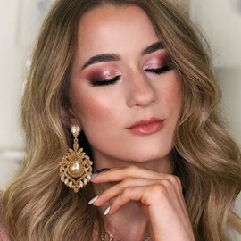 EVER FAITH Crystal Earrings for Wedding Clear Rhinestone Flowers Tears Statement Chandelier Earrings Clear Silver Tone, Crystal, No Gemstone