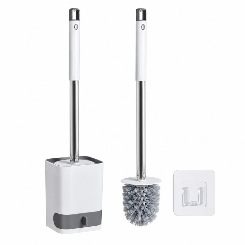 Wall-Mounted Toilet Brush with Drainable Base – Long Handle Bathroom
