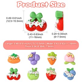 KitBeads 100Pcs Random Fruit Ice Cream Cabochons Opaque Resin Cherry Peach Fruit Flatback Charms for Crafts Scrapbooking Phone Cases Home Decor