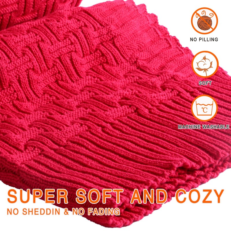Knit Cotton Throw Blanket Cable Throw 50 x 70 Inch