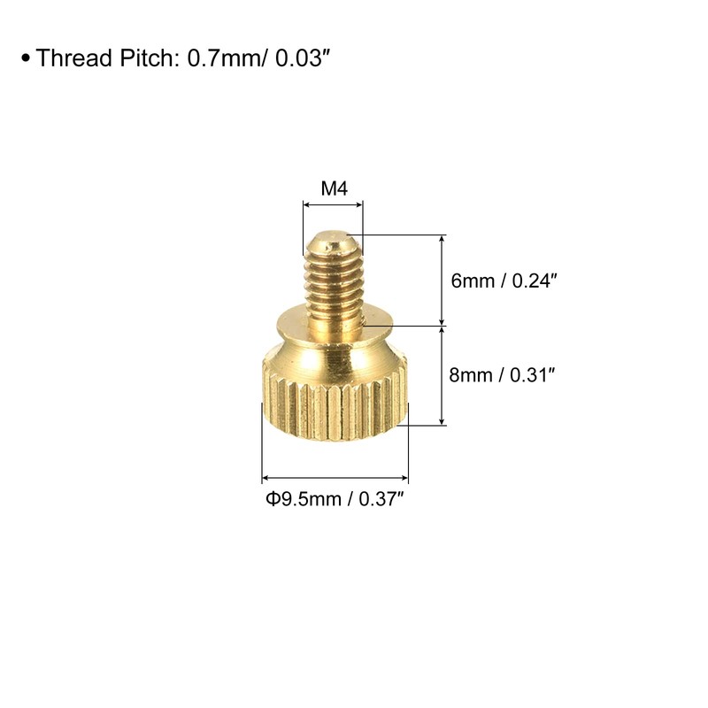sourcing map Pack of 10 Knurled Screws M4 x 6