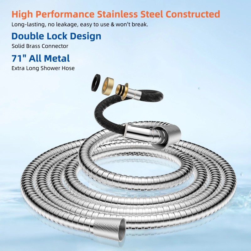 Hibbent Solid Brass High Pressure Hand Held Shower Wand Square