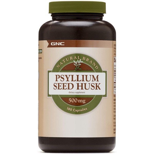 GNC Natural Brand Psyllium Seed Husk 500mg, 180 Capsules, Supports Digestive Health