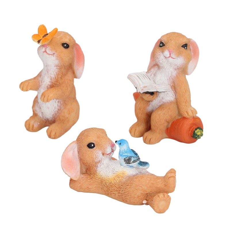 5pcs Bunny Figurines Cute Style Resin Material Decorative DIY Micro
