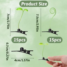 30Pcs Bean Sprout Hair Clips, Cute Green Plant Hair Barrettes Little Grasst Hairpins Funny Grass Hairpins Hair Accessories for Women, Girls Lady Home School Party Headwear