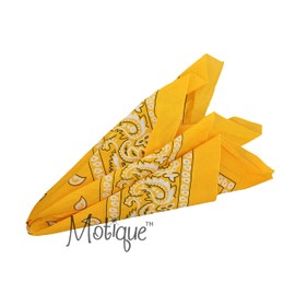 Extra Large Paisley Bandana 27x27 Inch - Set of 4 (2 Yellow 2 Orange)